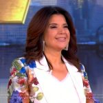 Ana’s white floral print blazer and pants on The View