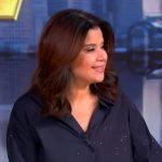 Ana’s navy crystal embellished shirt on The View