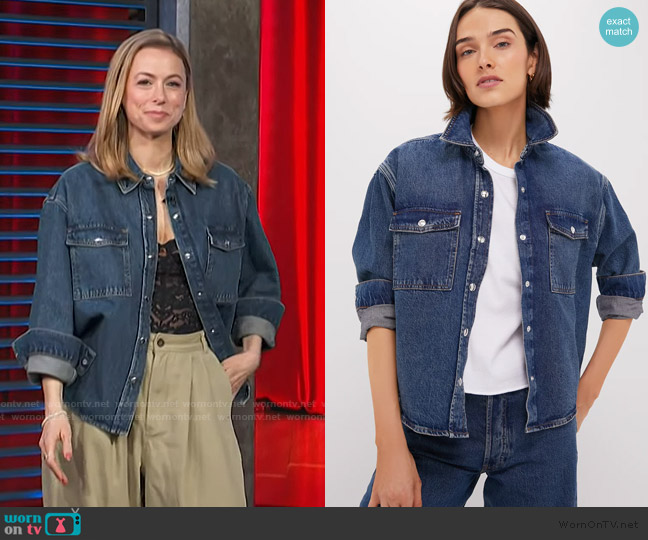 Anine Bing Paxton Shirt worn by Iliza Shlesinger on Access Hollywood