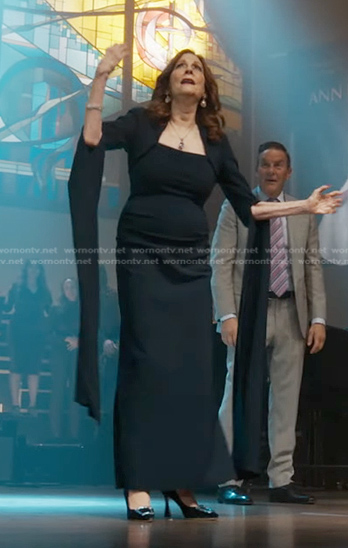 Ann’s navy cape long sleeve dress on 9-1-1