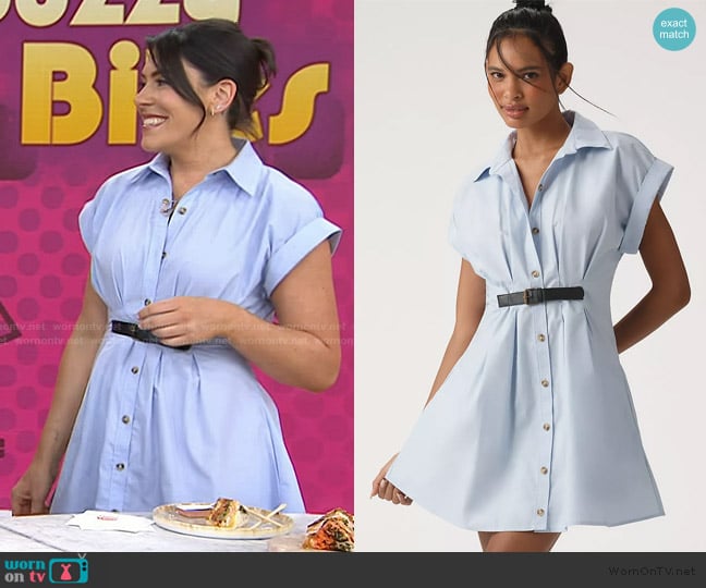 Anthropologie Short-Sleeve Belted Shirt Dress worn by Katie Stilo on Today