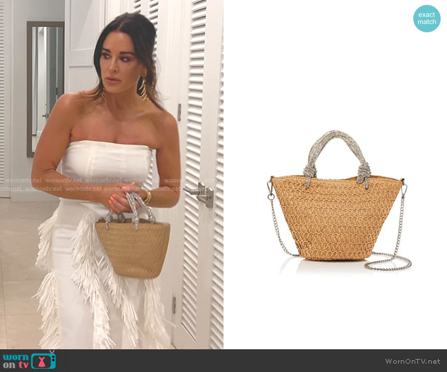 Aqua Crystal Tote worn by Kyle Richards on The Real Housewives of Beverly Hills
