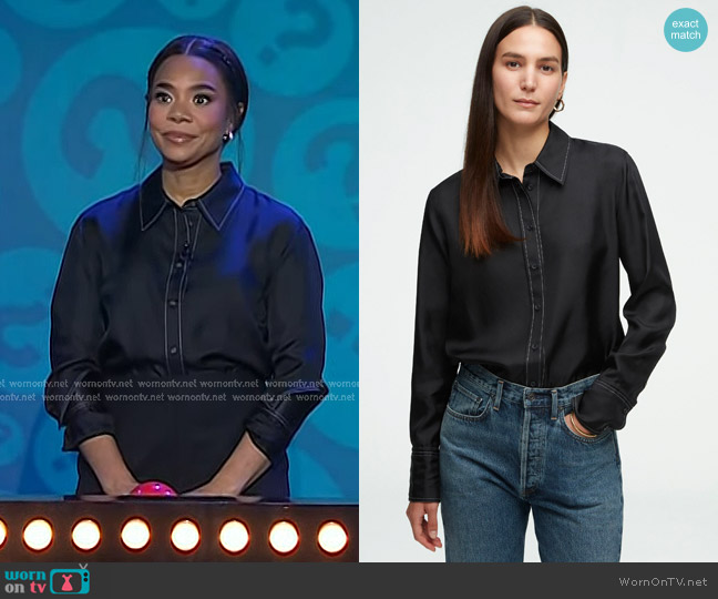 Argent Slim Blouse in Silk Twill worn by Regina Hall on Today