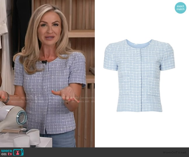 Emporio Armani Tweed Sweater worn by Maria Provenzano on Access Hollywood