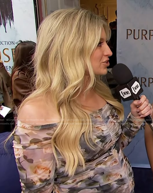 Ashley Bellman’s floral print mesh dress on E! News