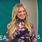 Ashley Bellman’s black and pink floral mesh dress on CBS Mornings