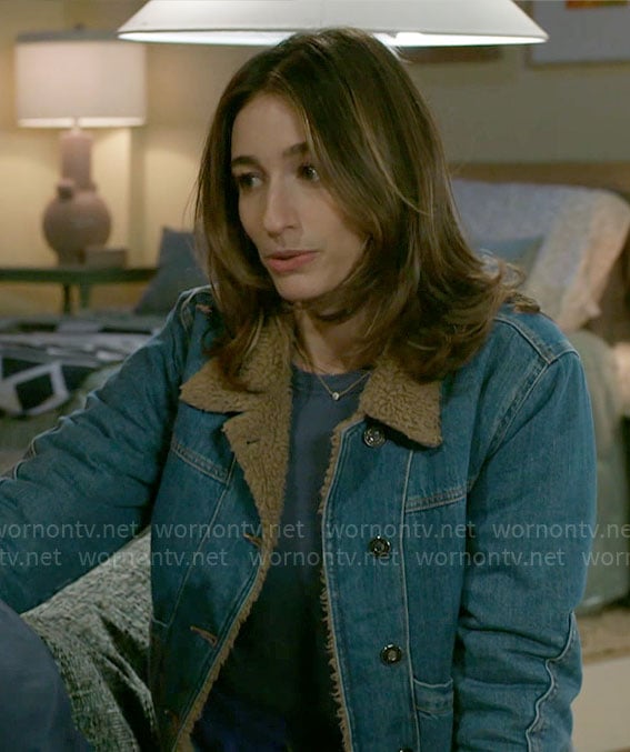 Ashley’s denim and shearling jacket on Beyond the Gates