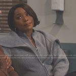 Athena’s grey ribbed layered sweater on 9-1-1