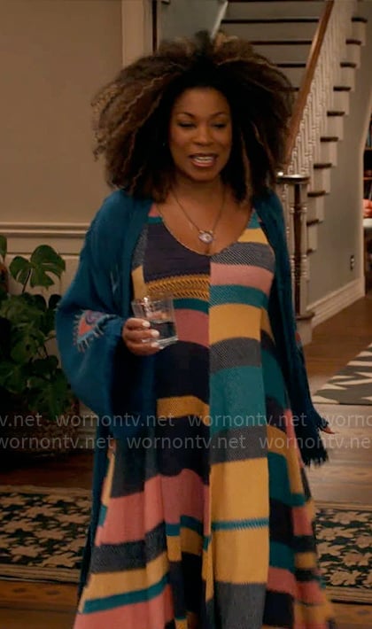 Aunt Vi’s patchwork dress and eye kimono on The Equalizer