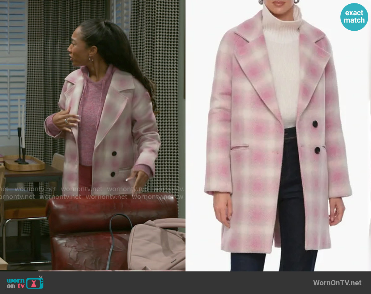 Avec Les Filles Pink Plaid Coat worn by Samantha Richardson (Najah Jackson) on Beyond the Gates