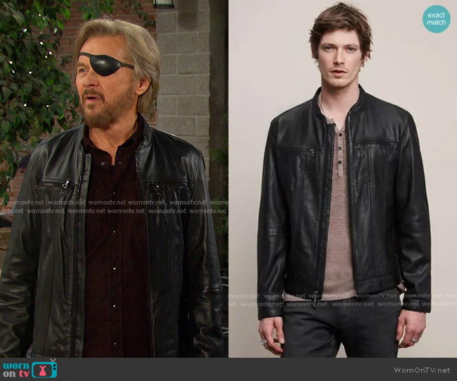 Brando Band Collar Leather Jacket John Varvatos Star USA worn by Steve (Stephen Nichols) on Days of our Lives