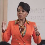 Barbara’s orange double breasted blazer on Abbott Elementary