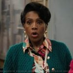 Barbara’s teal knit cardigan on Abbott Elementary