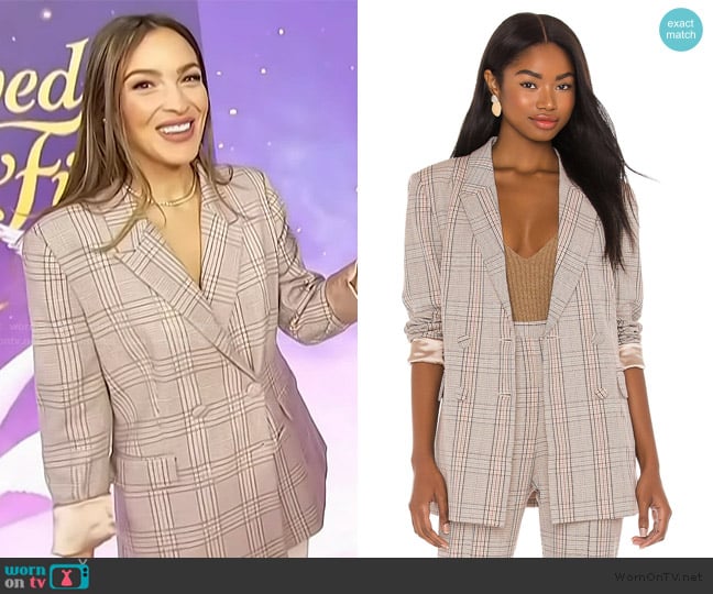 Bardot Madrid Check Blazer worn by Emily Orozco on Access Hollywood
