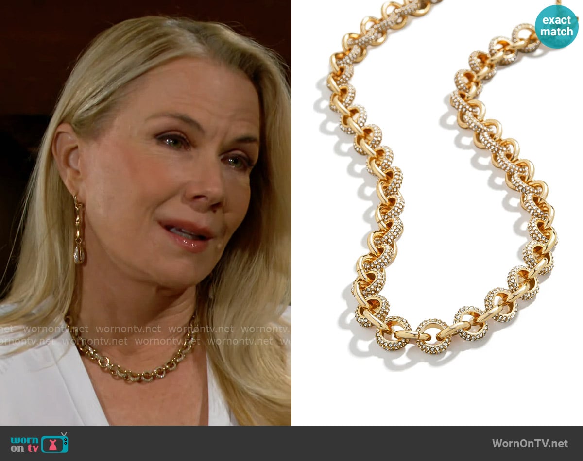 Baublebar Pavé Chain Link Necklace worn by Brooke Logan (Katherine Kelly Lang) on The Bold and the Beautiful