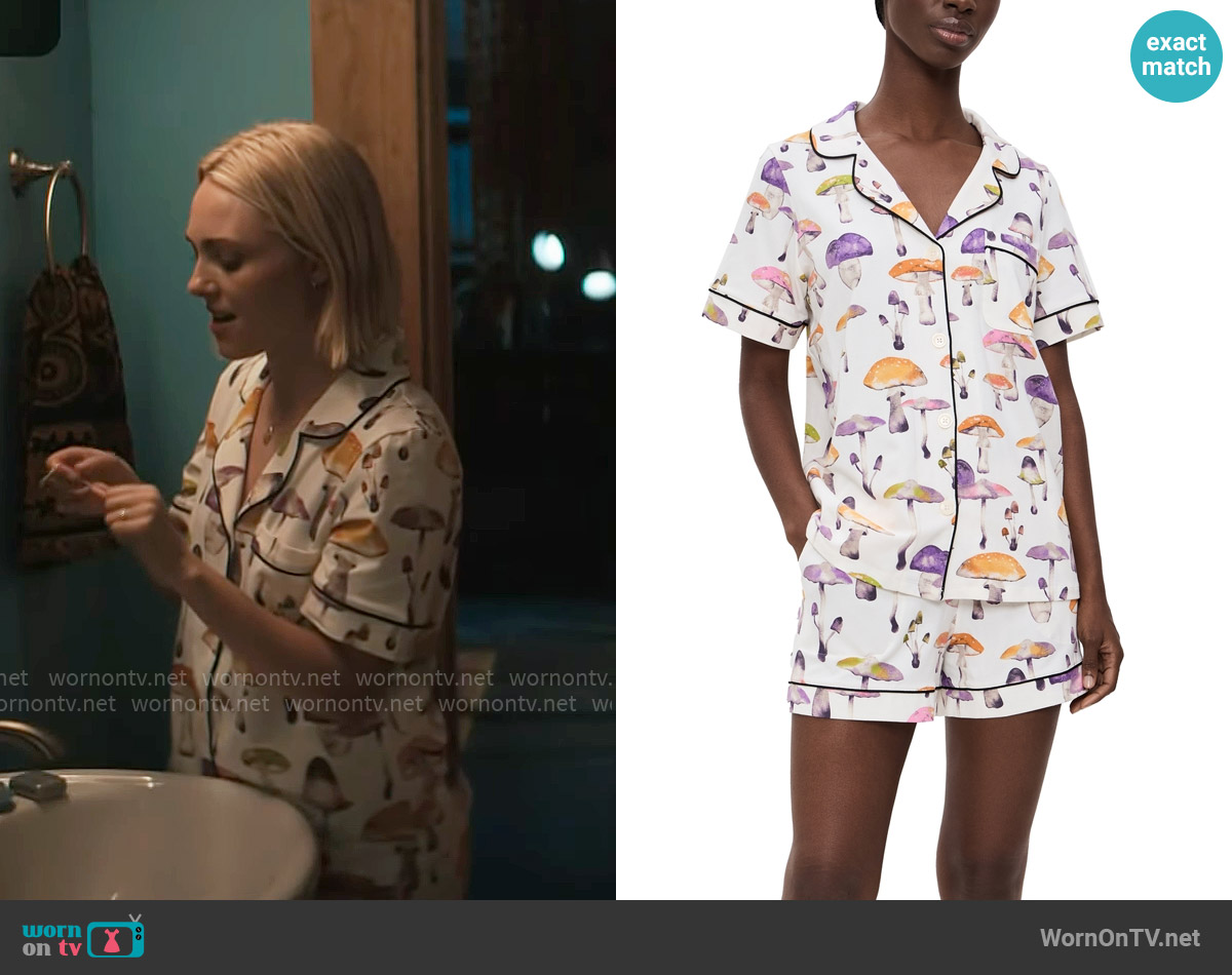 BedHead Cotton Knit Short Sleeve Boxer PJ Set in Dazzling Mushrooms worn by Alice (AnnaSophia Robb) on Grosse Pointe Garden Society