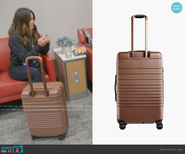 Beis The Medium Check-In Roller in Maple worn by Kyle Richards on The Real Housewives of Beverly Hills