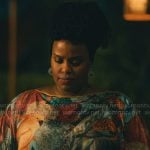 Belinda’s bird print kaftan dress on The White Lotus