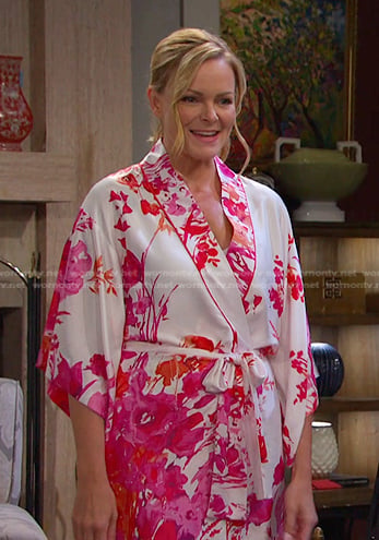 Belle’s white and pink floral robe on Days of our Lives