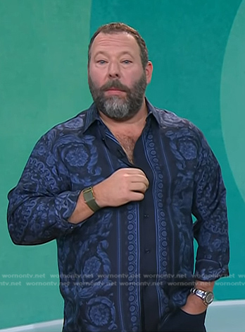 Bert Kreischer’s blue and black print shirt on Today