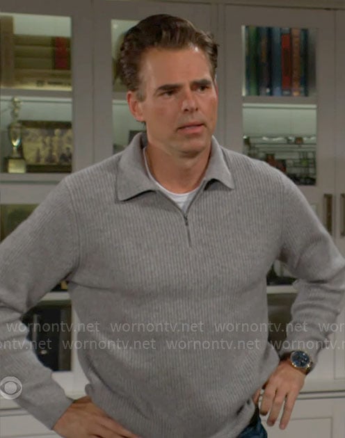 Billy’s grey zip neck sweater on The Young and the Restless
