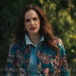 Birdie’s teal paisley print jacket on Grosse Pointe Garden Society