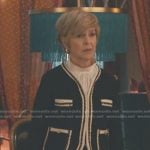 Phyllis’s black contrast trim knit jacket on Elsbeth