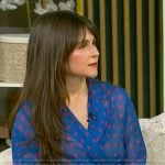 Sophie Strauss’s blue printed wrap blouse on Tamron Hall Show