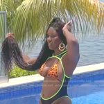 Bozoma’s orange animal print bikini on The Real Housewives of Beverly Hills