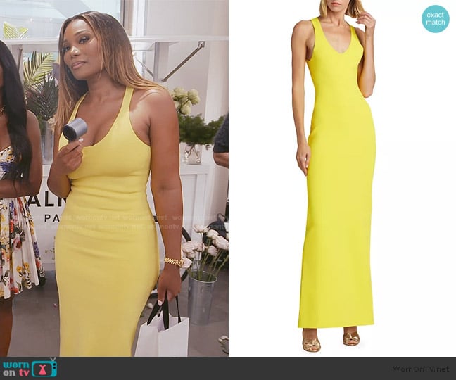 Brandon Maxwell Knit Scoopneck Maxi Dress worn by Angela Oakley on The Real Housewives of Atlanta