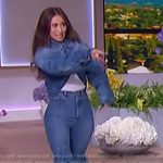 Brenda Song’s cropped denim jacket and flare jeans on The Jennifer Hudson Show