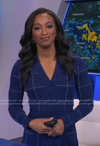 Brittany’s blue windowpane knit dress on Good Morning America