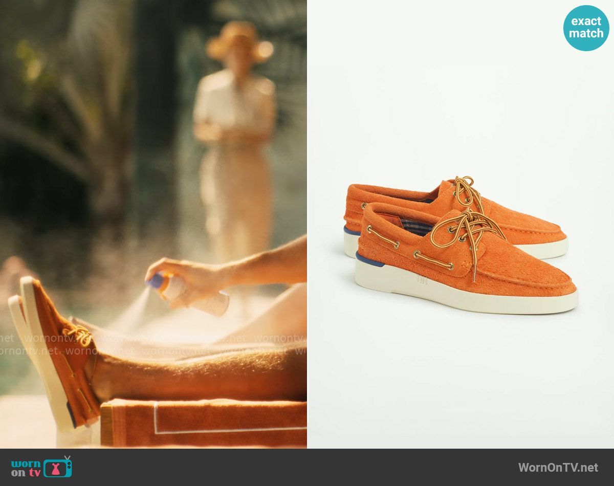 Brooks Brothers x Sperry A/O Cup 3-Eye worn by Saxon Ratliff (Patrick Schwarzenegger) on The White Lotus