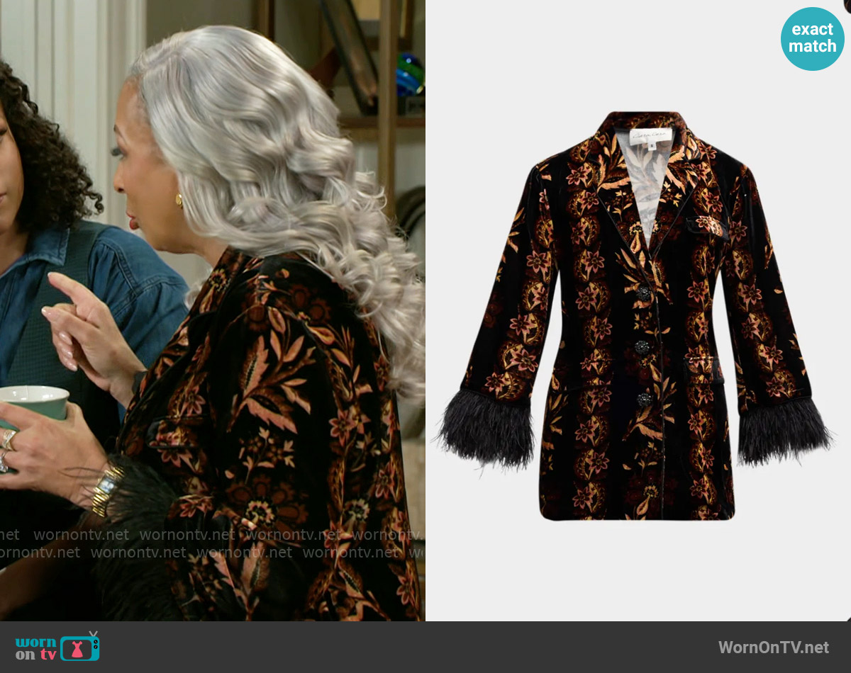Cara Cara Venezia Floral Silk-Blend Twill Jacket worn by Anita Dupree (Tamara Tunie) on Beyond the Gates
