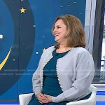 Dr. Carol Ash’s teal dress and grey pearl embellished cardigan on Today