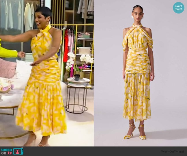Carolina Herrera Flower Cold-Shoulder Halter Top worn by Tamron Hall on Tamron Hall Show