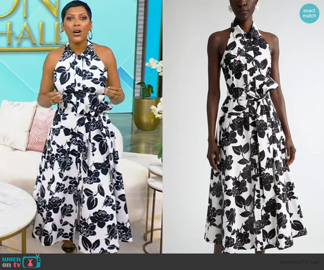 Carolina Herrera Floral-print Halterneck Midi Dress worn by Tamron Hall on Tamron Hall Show