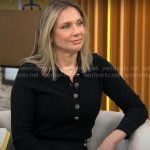 Catherine Fisher’s black buttoned sweater on CBS Mornings