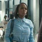 Catherine’s chambray shirt with crystal embellished collar on Grosse Pointe Garden Society