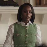 Catherine’s green tweed vest on Grosse Pointe Garden Society