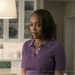 Catherine’s purple rib knit polo top on Grosse Pointe Garden Society
