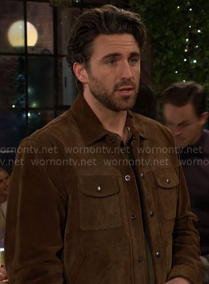 Chance’s brown suede jacket on The Young and the Restless