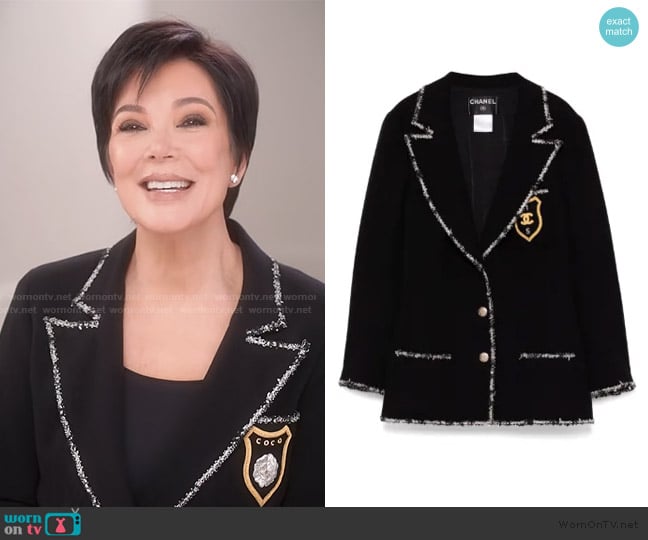 Chanel 2005 tweed trim single-breasted blazer worn by Kris Jenner (Kris Jenner) on The Kardashians