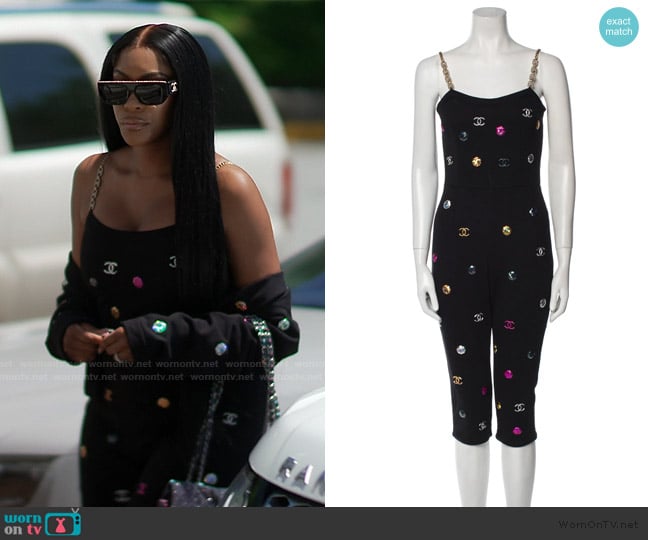 Chanel Printed Jumpsuit worn by Porsha Williams on The Real Housewives of Atlanta