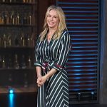 Chelsea Handler’s satin striped shirtdress on Access Hollywood