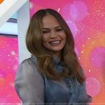 Chrissy’s blue sheer shirt and leather skirt on Today