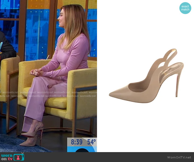 Christian Louboutin Hot Chick Pointed Toe Slingback Pump worn by Ellen Pompeo on Good Morning America