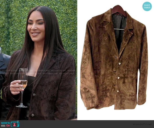 Chrome Hearts Printed Blazer worn by Kim Kardashian (Kim Kardashian) on The Kardashians