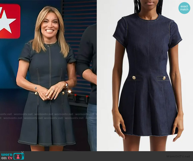Cinq a Sept Nova Denim Dress worn by Kit Hoover on Access Hollywood
