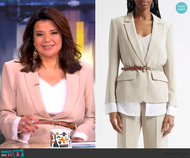 Cinq a Sept Vittoria Belted Jacket worn by Ana Navarro on The View